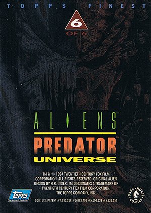 Topps Aliens/Predator Universe Topps Finest Chromium Card 6 of 6 