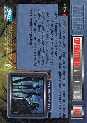 Topps Aliens/Predator Universe Operation: Aliens Card A4 Grant Corporation Station 13 was on a moon in a
