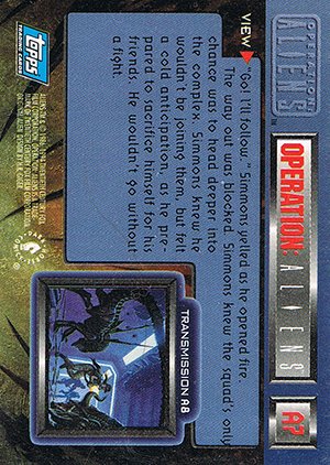Topps Aliens/Predator Universe Operation: Aliens Card A7 