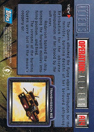 Topps Aliens/Predator Universe Operation: Aliens Card A14 The Queen attacked the flying object. Retributi