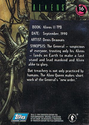 Topps Aliens/Predator Universe Base Card 16 Aliens II TPB