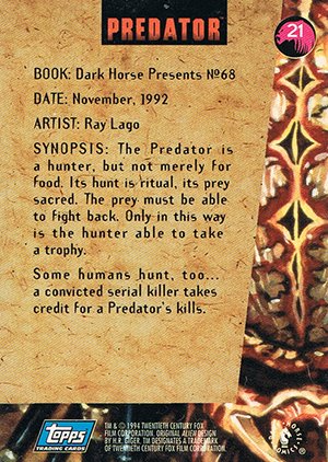 Topps Aliens/Predator Universe Base Card 21 Dark Horse Presents No. 68