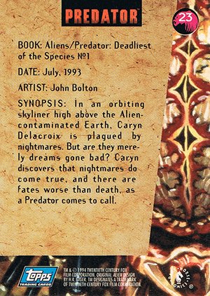 Topps Aliens/Predator Universe Base Card 23 Aliens/Predator: Deadliest of the Species No. 1