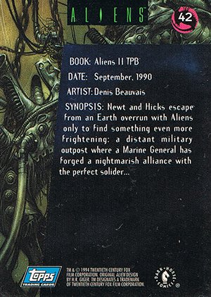 Topps Aliens/Predator Universe Base Card 42 Aliens II TPB