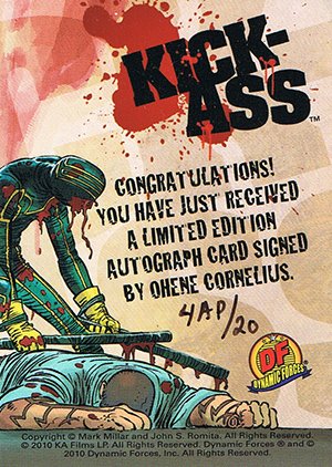 Dynamic Forces Kick-Ass AP Autographed Card  Ohene Cornelius - black ink, photo (20AP)