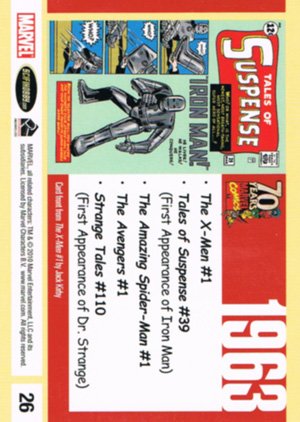 Rittenhouse Archives Marvel 70th Anniversary Base Parallel Metallic Card 26 1963