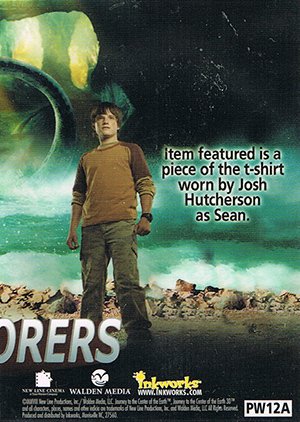Inkworks Journey to the Center of the Earth 3D Pieceworks Show-Worn Card PW12A T-shirt worn by Josh Hutcherson as Sean