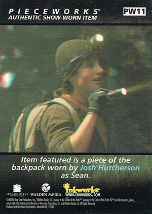 Inkworks Journey to the Center of the Earth 3D Pieceworks Show-Worn Card PW11 Backpack worn by Josh Hutcherson as Sean
