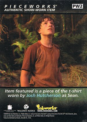 Inkworks Journey to the Center of the Earth 3D Pieceworks Show-Worn Card PW2 T-shirt worn by Josh Hutcherson as Sean