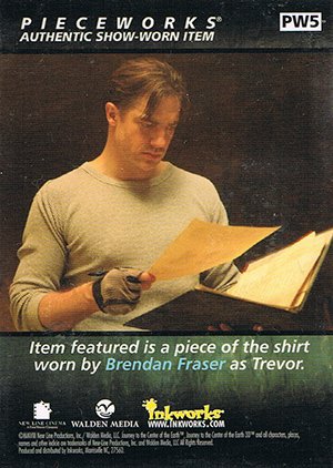Inkworks Journey to the Center of the Earth 3D Pieceworks Show-Worn Card PW5 Shirt worn by Brendan Fraser as Trevor
