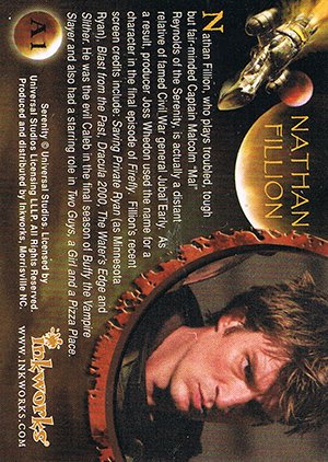 Inkworks Serenity Autograph Card A1 Nathan Fillion as Mal