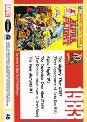 Rittenhouse Archives Marvel 70th Anniversary Base Parallel Metallic Card 46 1983