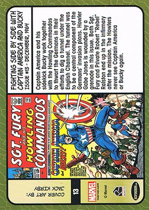 Rittenhouse Archives Sgt. Fury and His Howling Commandos Base Card 13 Fighting Side By Side with Captain America and Bucky