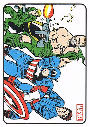Rittenhouse Archives Sgt. Fury and His Howling Commandos Base Card 13 Fighting Side By Side with Captain America and Bucky