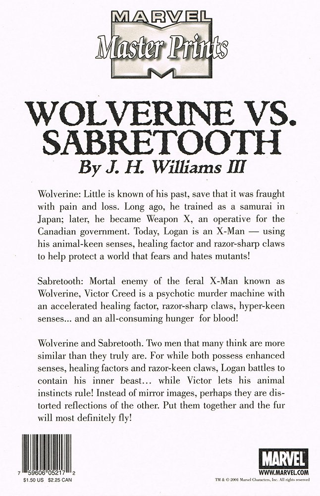 Marvel Comics Marvel Master Prints Series 2 Base Card  Wolverine & Sabretooth