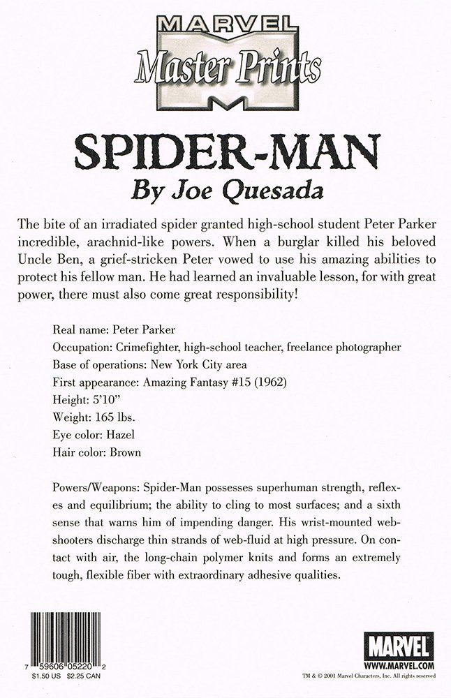 Marvel Comics Marvel Master Prints Series 2 Base Card  Spider-Man