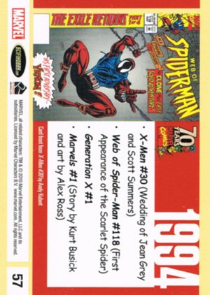 Rittenhouse Archives Marvel 70th Anniversary Base Parallel Metallic Card 57 1994