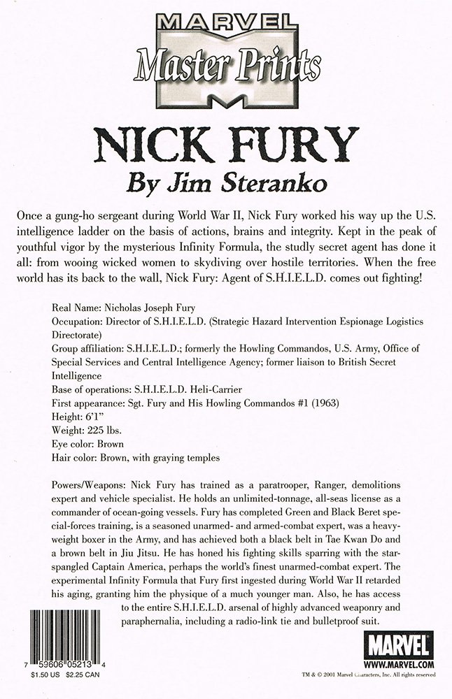Marvel Comics Marvel Master Prints Series 2 Base Card  Nick Fury: Agent of S.H.I.E.L.D.