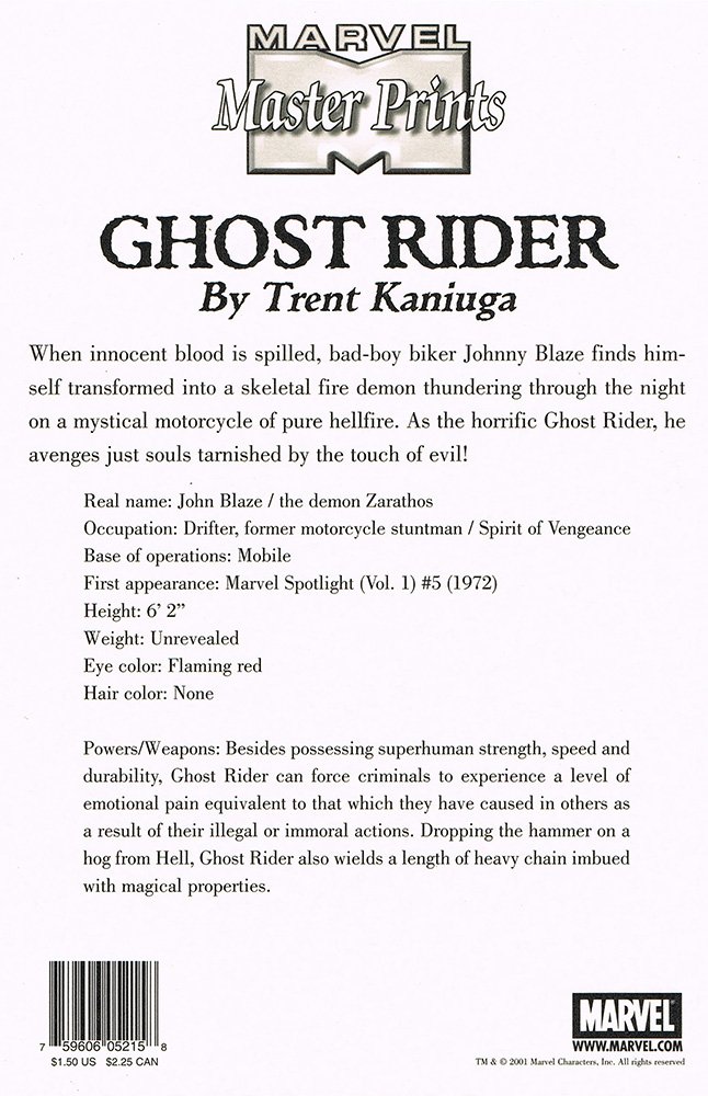 Marvel Comics Marvel Master Prints Series 2 Base Card  Ghost Rider