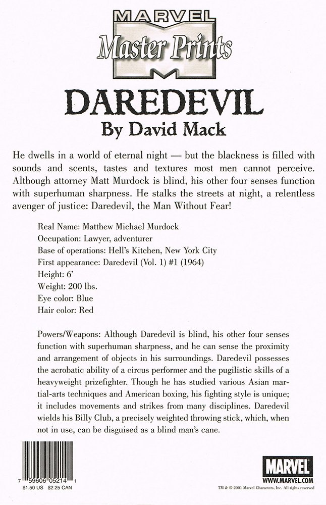 Marvel Comics Marvel Master Prints Series 2 Base Card  Daredevil