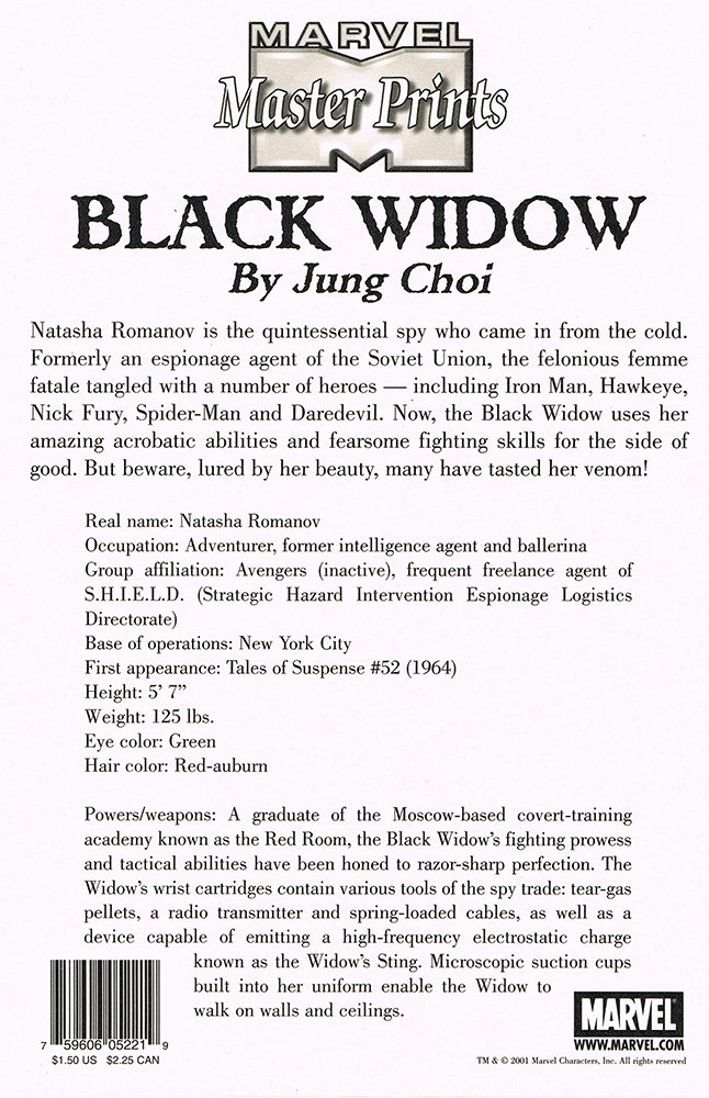 Marvel Comics Marvel Master Prints Series 2 Base Card  Black Widow