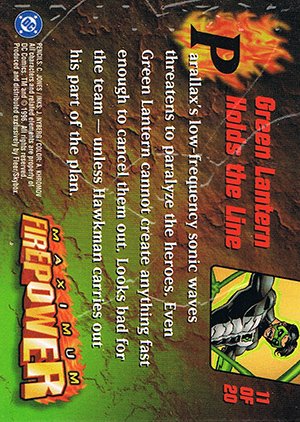 Fleer/Skybox DC Outburst: Firepower Maximum Firepower Card 11 of 20 Green Lantern Holds the Line