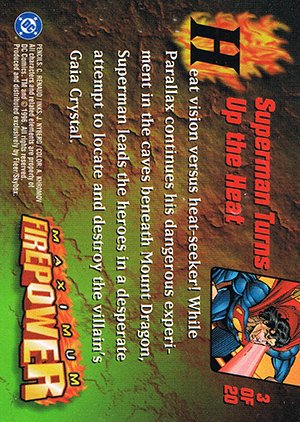 Fleer/Skybox DC Outburst: Firepower Maximum Firepower Card 3 of 20 Superman Turns Up the Heat