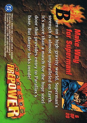 Fleer/Skybox DC Outburst: Firepower Maximum Firepower Card 6 of 20 Make Way for Superman!