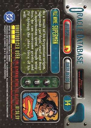 Fleer/Skybox DC Outburst: Firepower Base Card 14 Superman