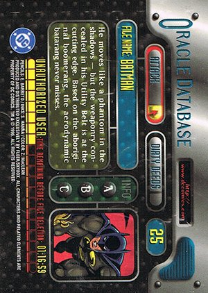 Fleer/Skybox DC Outburst: Firepower Base Card 25 Batman