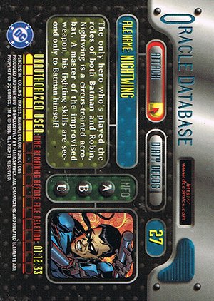 Fleer/Skybox DC Outburst: Firepower Base Card 27 Nightwing