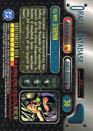 Fleer/Skybox DC Outburst: Firepower Base Card 30 Starman