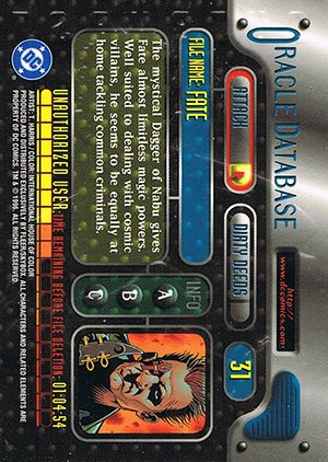 Fleer/Skybox DC Outburst: Firepower Base Card 31 Fate