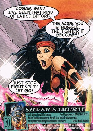 Fleer/Skybox X-Men: Fleer Ultra Wolverine Base Card 30 Silver Samurai