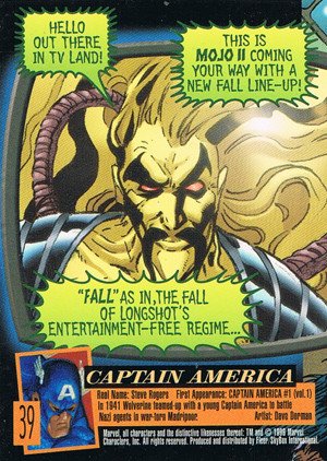 Fleer/Skybox X-Men: Fleer Ultra Wolverine Base Card 39 Captain America