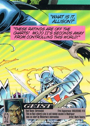 Fleer/Skybox X-Men: Fleer Ultra Wolverine Base Card 52 Geist