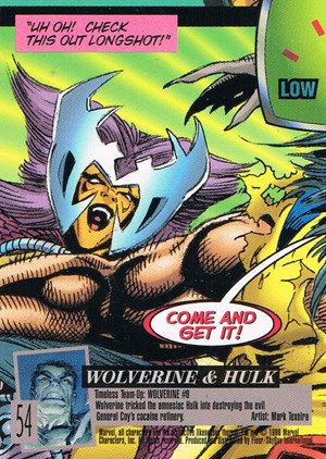 Fleer/Skybox X-Men: Fleer Ultra Wolverine Base Card 54 Wolverine & Hulk