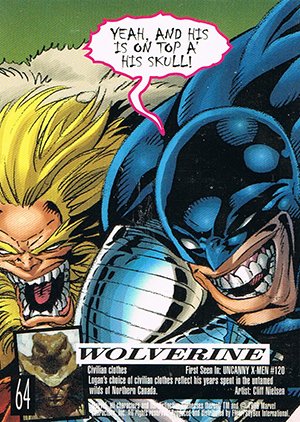 Fleer/Skybox X-Men: Fleer Ultra Wolverine Base Card 64 Wolverine