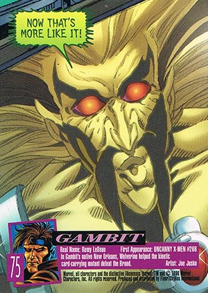 Fleer/Skybox X-Men: Fleer Ultra Wolverine Base Card 75 Gambit