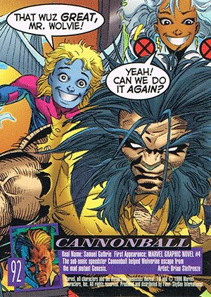 Fleer/Skybox X-Men: Fleer Ultra Wolverine Base Card 92 Cannonball