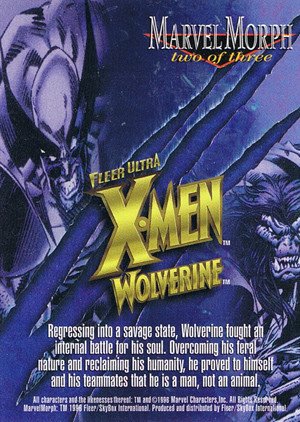 Fleer/Skybox X-Men: Fleer Ultra Wolverine Mirage Card two MarvelMorph