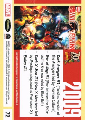 Rittenhouse Archives Marvel 70th Anniversary Base Parallel Metallic Card 72 2009