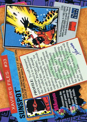 SkyBox X-Men: Series 2 Base Card 33 Sunspot