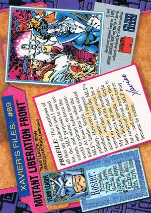 SkyBox X-Men: Series 2 Base Card 89 Mutant Liberation Front
