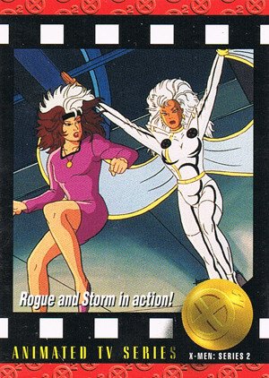 SkyBox X-Men: Series 2 Base Card 94 Rogue and Storm in action!
