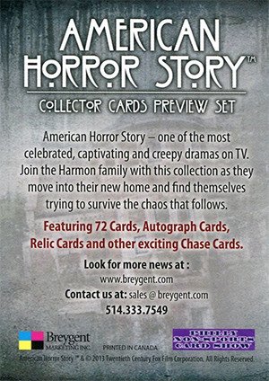 Breygent Marketing American Horror Story Collector Cards Preview Set Promos  Philly Non-Sports Card Show