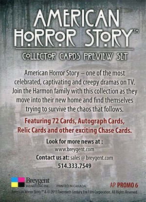 Breygent Marketing American Horror Story Collector Cards Preview Set Promos AP Promo 6 