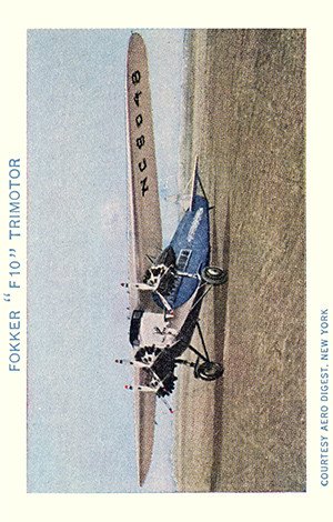 New England Confectionery Airplane Pictures Base Card 8 Fokker F 10 Trimotor