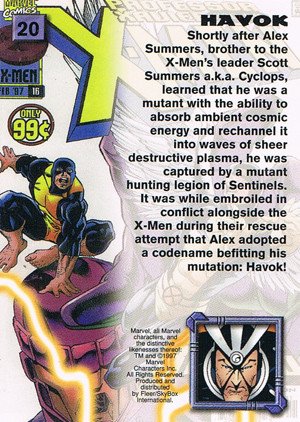 Fleer/Skybox X-Men '97 Timelines (Marvel Premium) Base Card 20 Havok