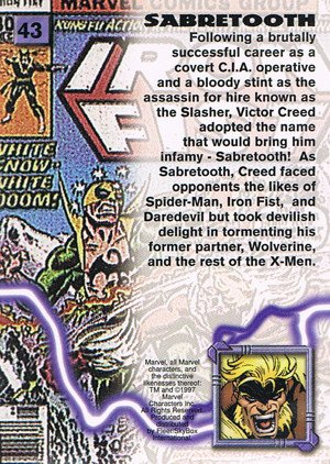 Fleer/Skybox X-Men '97 Timelines (Marvel Premium) Base Card 43 Sabretooth